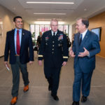 Col. Francisco J. Leija, Gen. Mike Murray and Chancellor John Sharp walking