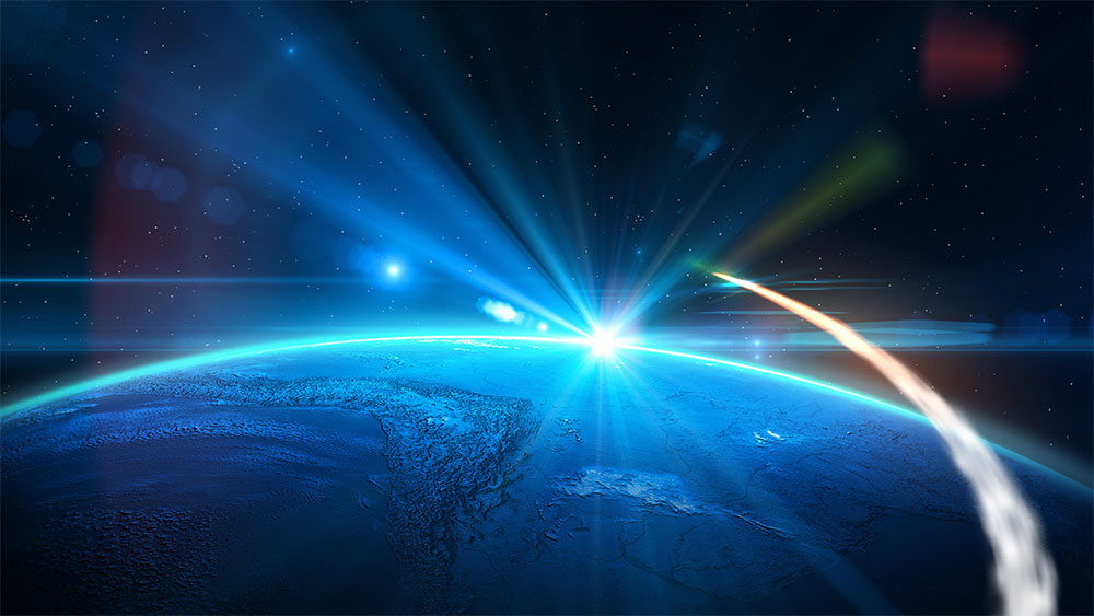 A streak of light flashing over the Earth