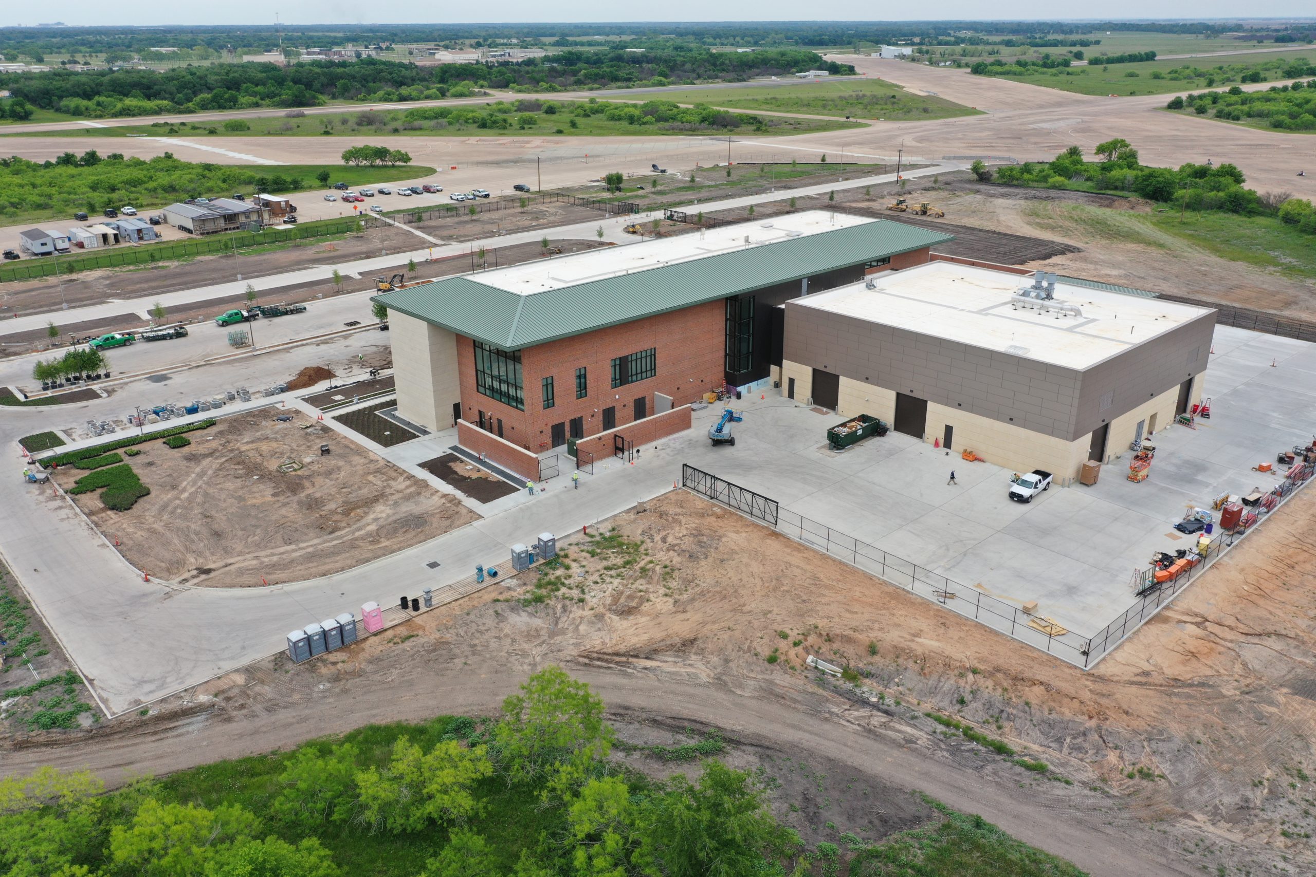 default Aerial view of the Research Integration Center on the RELLIS Campus - a green expanse of land.
