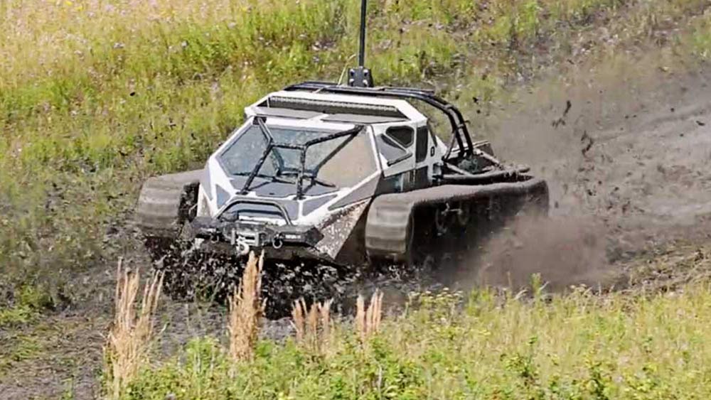 robotic vehicles running in muddy field