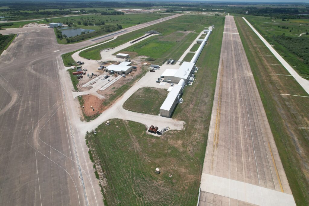 Aerial Photo of the Ballistic, Aero-optics and Materials Range on the Texas A&M-RELLIS Campus in Bryan, Texas.